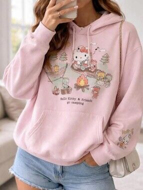 Hello Kitty & Friends Pink Camping Hoodie Size XL